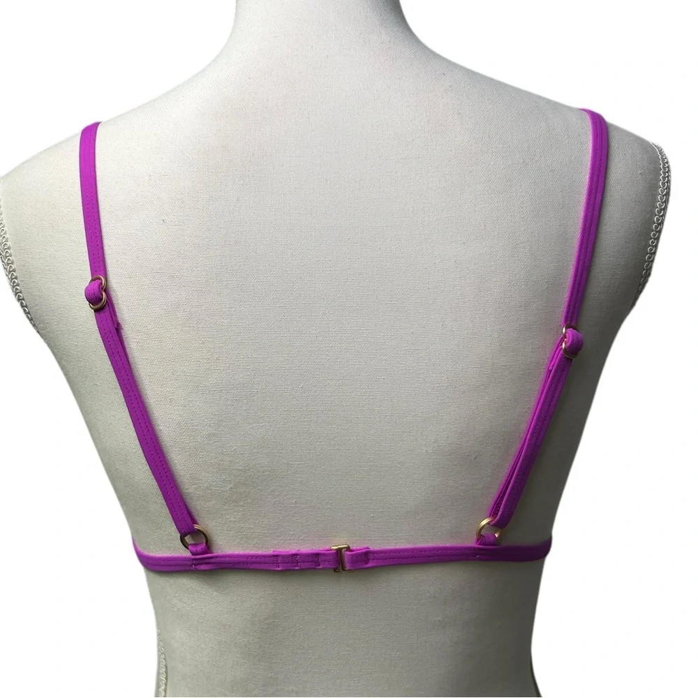 L*SPACE MILLIE ribbed bikini swim top style RHMET20 size L purple/Fuchsia NWT